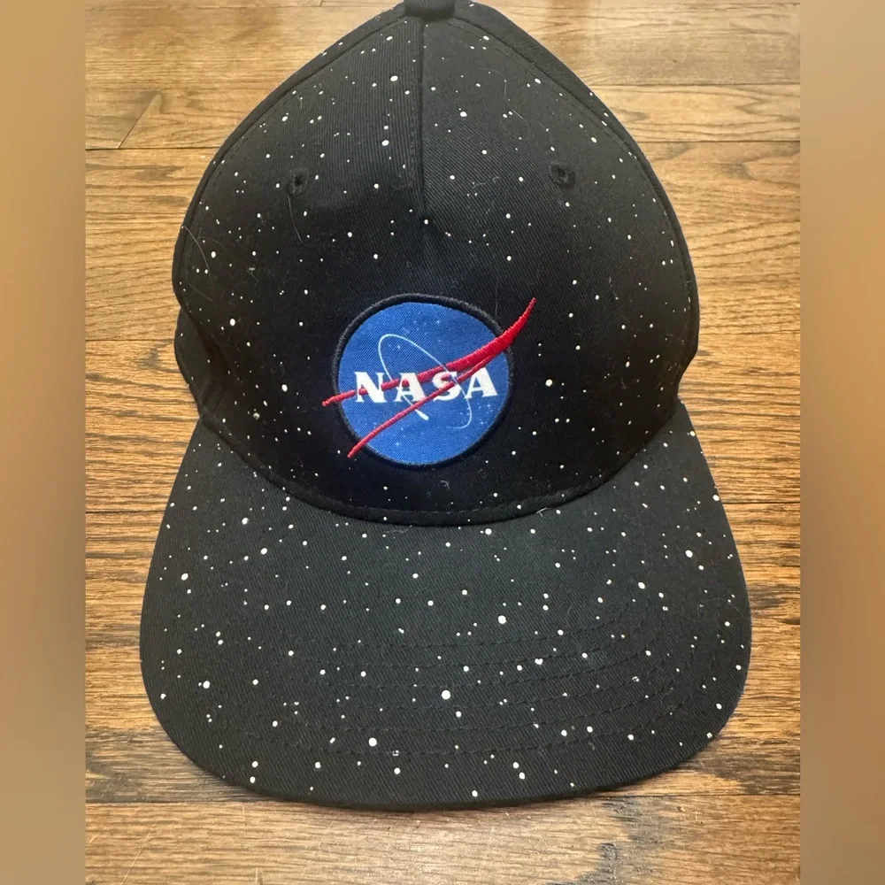 NASA Snapback Hat Youth Black Galaxy Print Aldrin Family Foundation OSFM